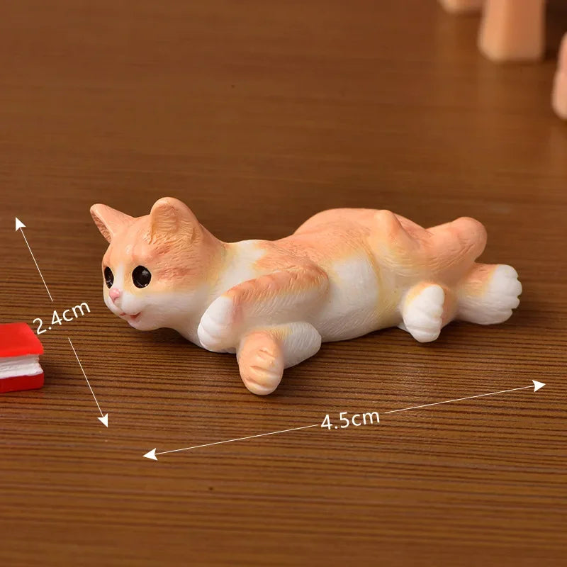 Resin Cats Ornament Kitten Figurine Animal Miniature Fairy Garden Doll House Decoration DIY Micro Landscape Home Decor