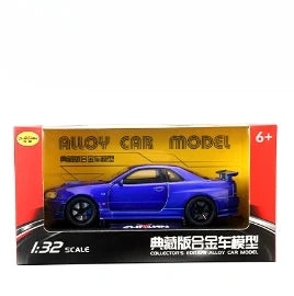 1:32 Nissan Skyline GTR R34 Alloy Scale Model Car Diecast Metal Vehicle Sound＆Light Collectible Children Toy Gifts