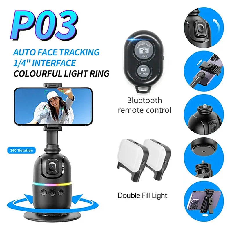 FANGTUOSI AI Smart Gimbal 360° Selfie Stick Auto Face Tracking Gimbal Rotation For Smartphone video Vlog Stabilizer Phone Holder