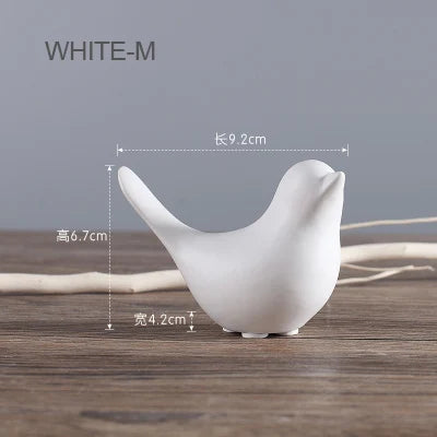 Nordic Creative White Ceramic Bird Figurines Home Decoration Accessories Party Crafts for Living Room Shelves Wedding Ornaments