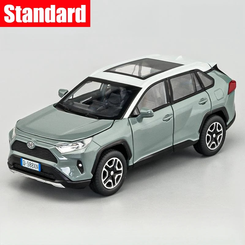 1/32 Toyota RAV4 SUV Off-Road Toy Car, JKM Diecast Metal Model Sound & Light Doors Openable Educational Collection Gift For Boy