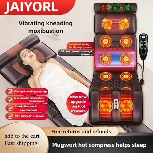 Electric Full Body Massage Mattress With Heating Hand Control Shoulder Neck Waist Airbag Back Kneading vibration Massage Cushion