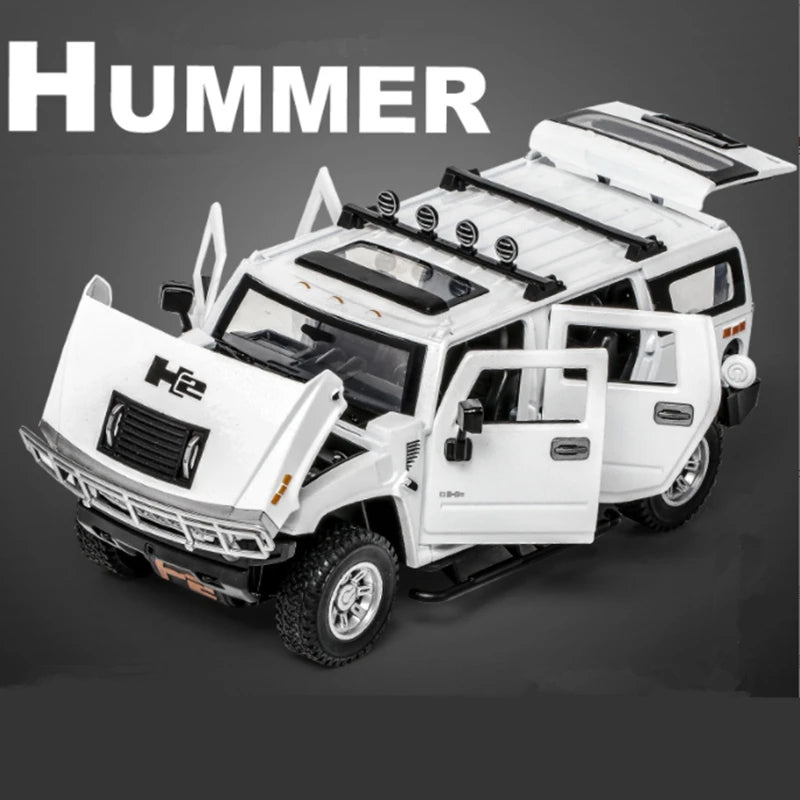 1:24 HUMMER H2 Alloy Car Model Diecast Metal Toy Off-road Vehicles Model Sound and Light Simulation Collection Children Toy Gift