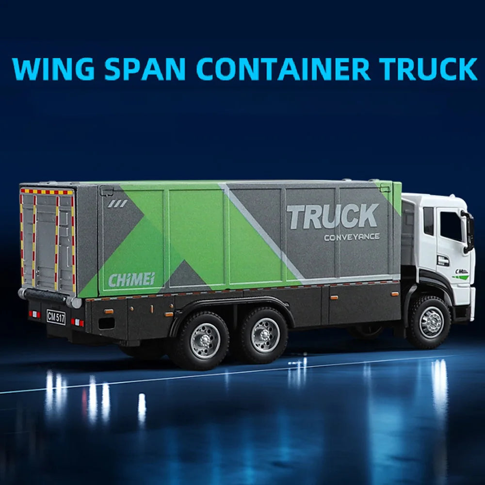 1/32 Wingspan Container Truck Model Toy Car Alloy Diecast 5 Doors Opened Simulation Vehicle Sound Light Toys Collection for Boys