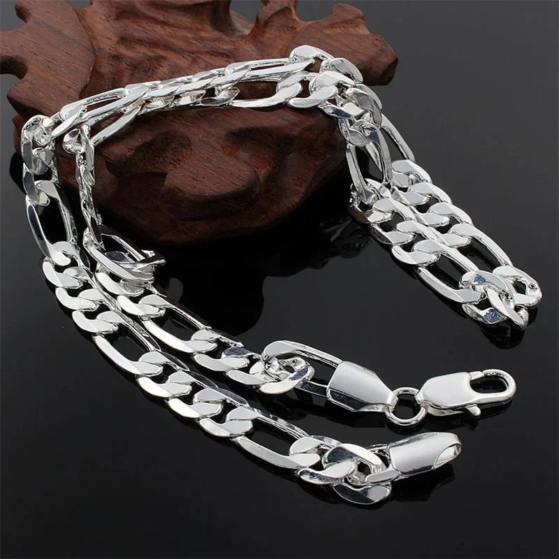 Men's 925 Sterling Silver 2MM/4MM/6MM/8MM/12MM Chain Necklace 16-30 Inch for Man Women Fashion Jewelry High End Necklace