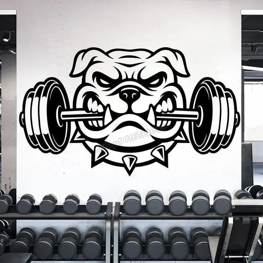 Bull Dog Gym Wall Decal Fitness Decor Workout Dog Lover Strong Gym Wall Stickers Gym Decor Workout Motivation Stickers B139