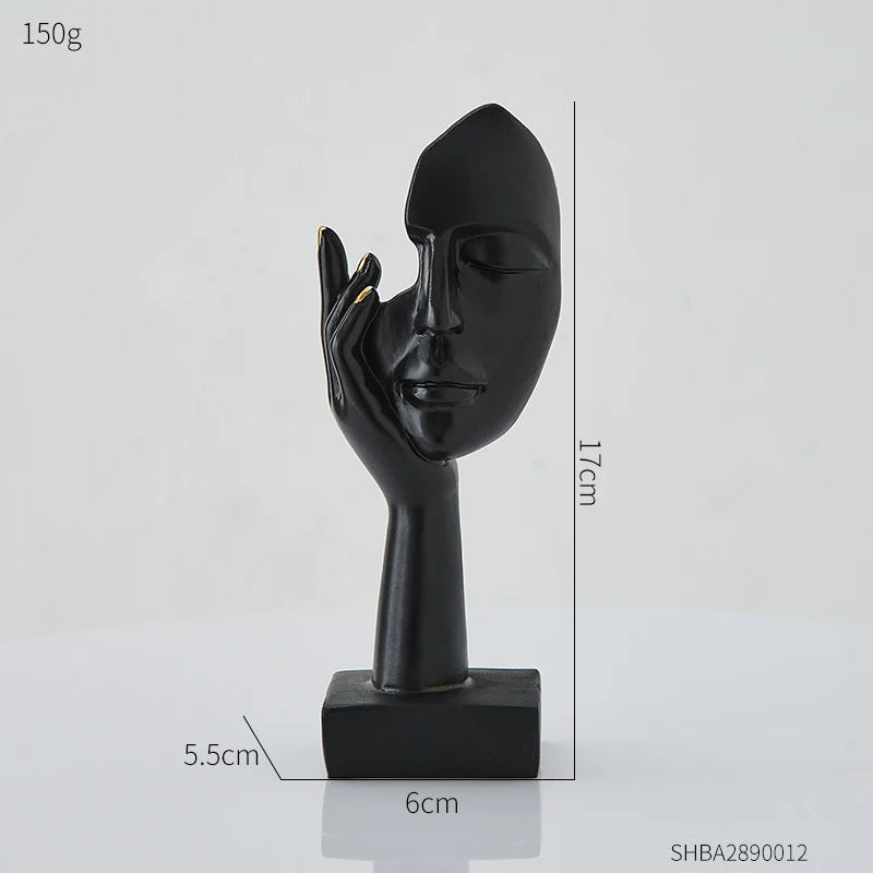 Nordic Statue Abstract Resin Desktop Ornaments Sculpture Miniature Figurines Face Character Art Crafts Office Home Decoration