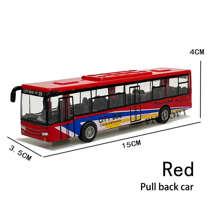 High Simulation Toy Car Model Diecast Plastic Pull-Back Bus Inertia Car City Tour Bus ABS Car Model Toys Gifts For Children Kids