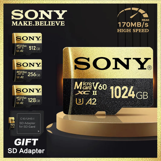 Sony SD Memory Card High Speed Micro TF SD Card 128GB 1TB 512GB 256GB A2 U3 V30 SD TF Flash Cards For Xiaomi Phone Computer