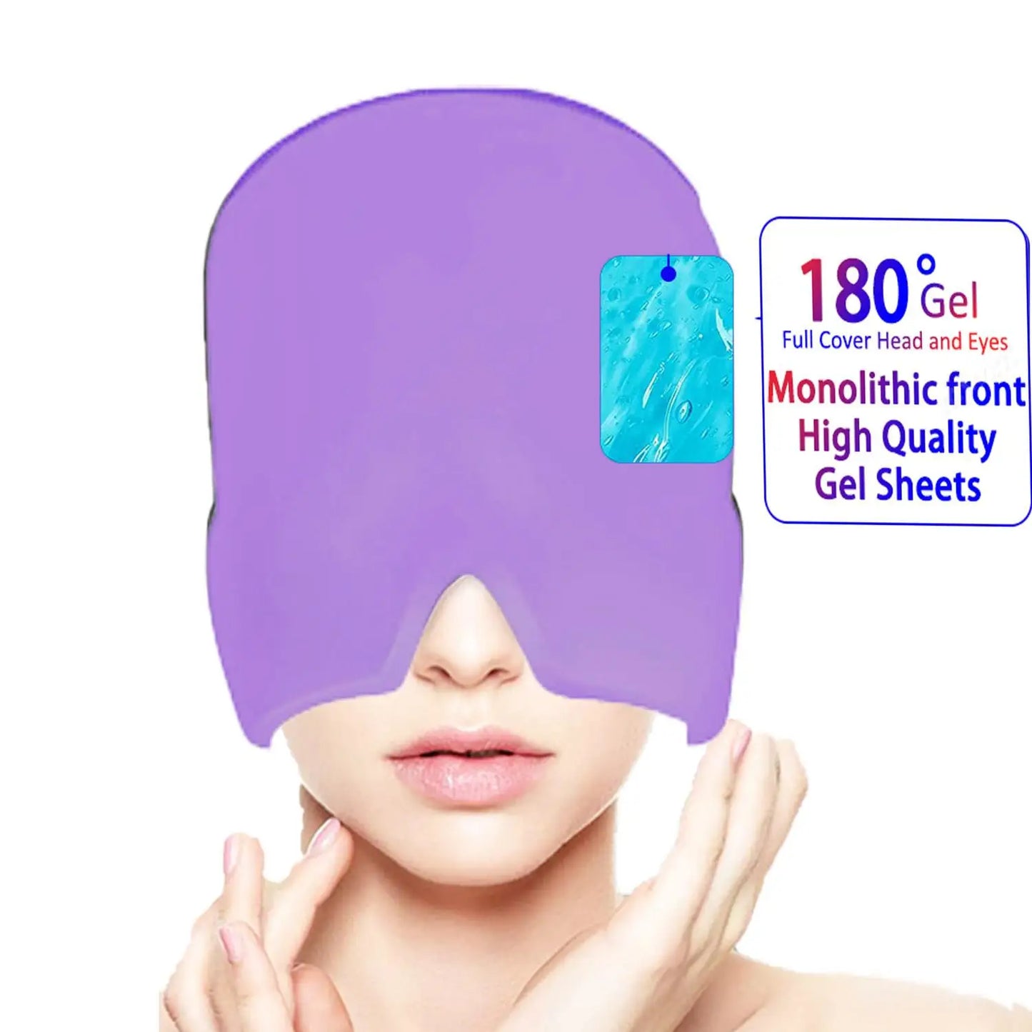 Migraine Headache Hat Head Eye Coverage Gel Hot Cold Therapy Headache Migraine Relief Cap Pressure Pain Relief Head Massage