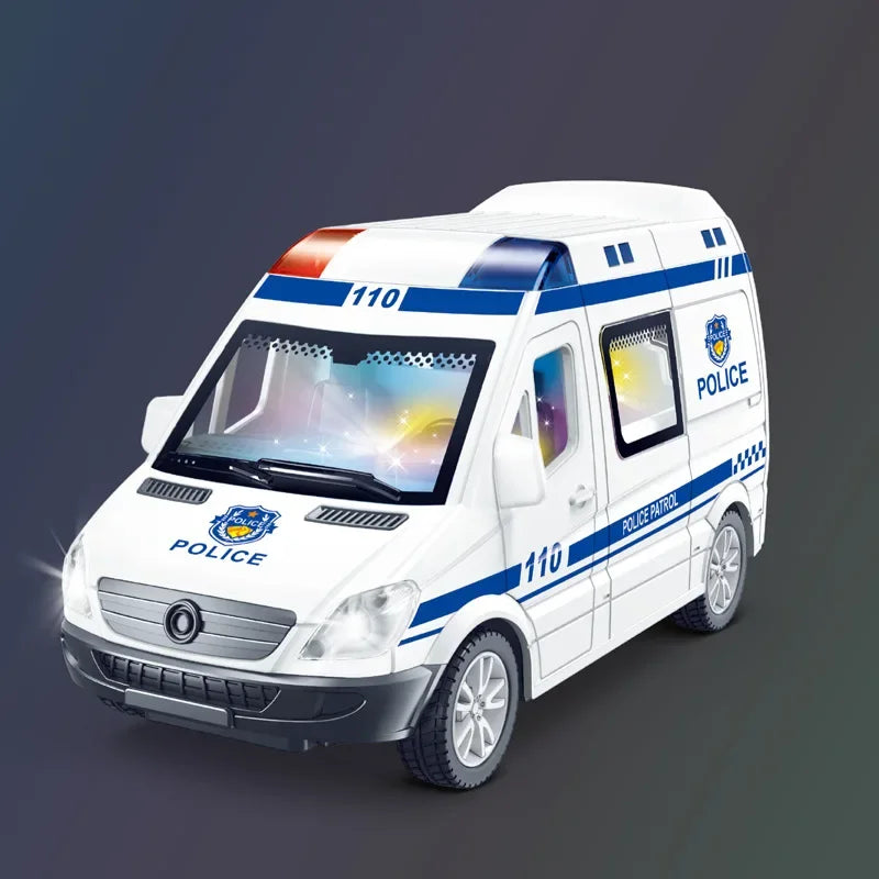 1:32 Mini Alloy Car Diecast Ambulance Fire-Truck Policecar Model Sound And Light Vehicle Simulation Collection Gifts Toys Boys