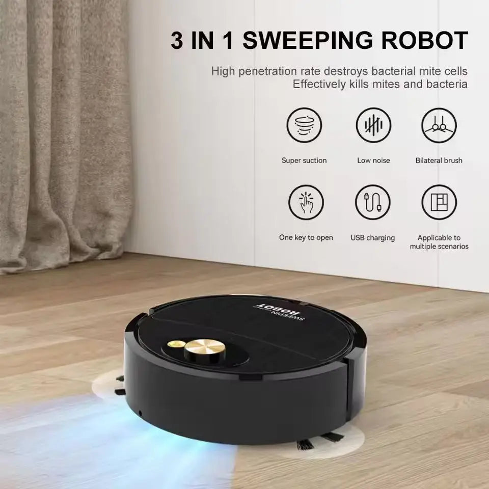 Wet and dry fully autonomous sweeping robot, portable mini robot vacuum cleaner, for floors, mopping, rechargeable, three-in-one