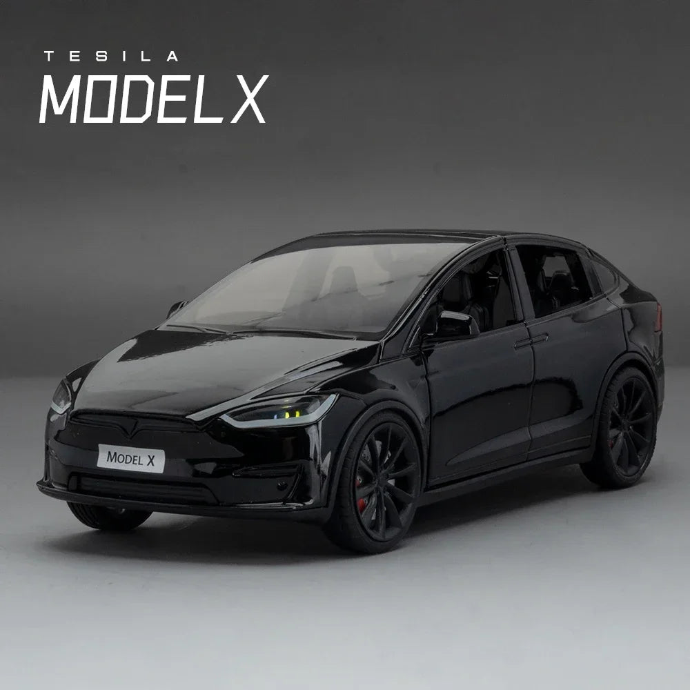 1:24 Tesla Model X  Tesla Model 3 Alloy Die Cast Toy Car Model Sound and Light Children's Toy Collectibles Birthday gift