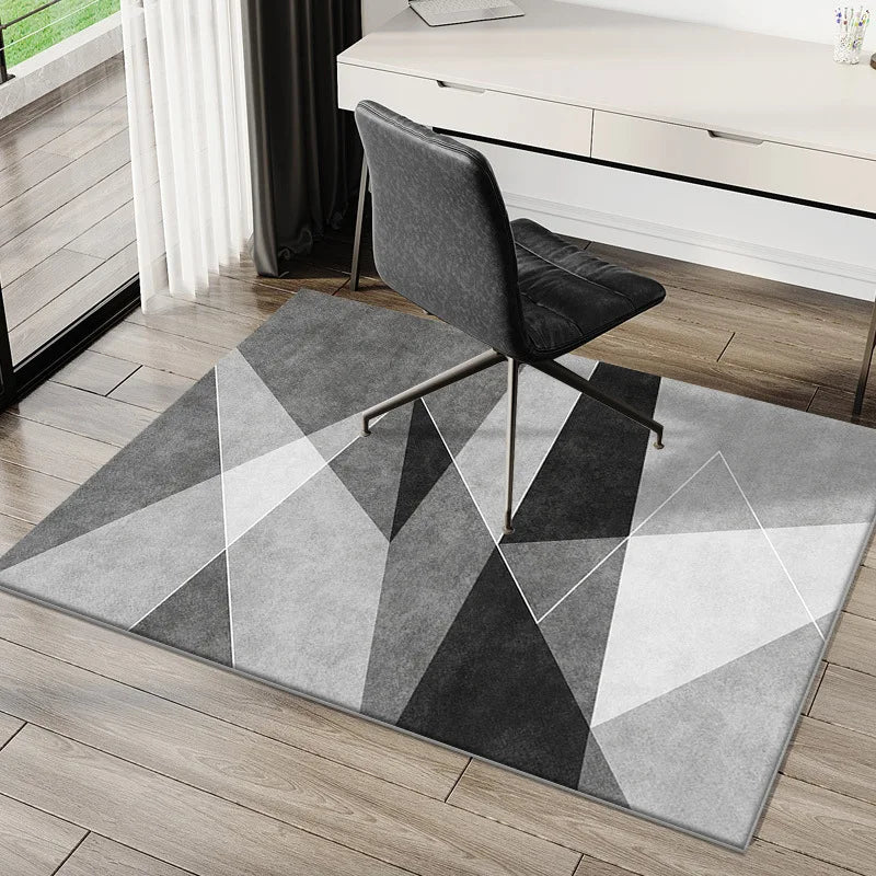 VIKAMA Geometric Carpet Study Office Computer Desk E-Sports Chair Non-Slip Mat Bedroom Rectangular Crystal Velvet Foot Mat