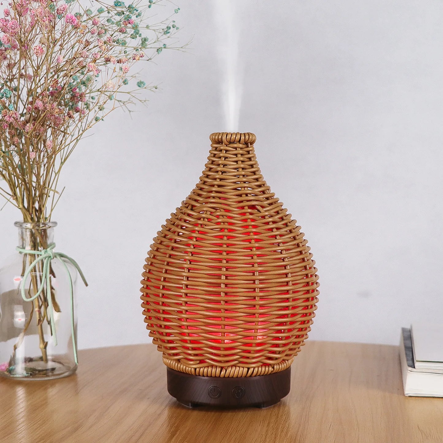 Wood Weave Mini Vase Air Humidifier USB Electronic Ultrasonic Water Fragrance Essential Oil Diffuser Home Room Fragrance