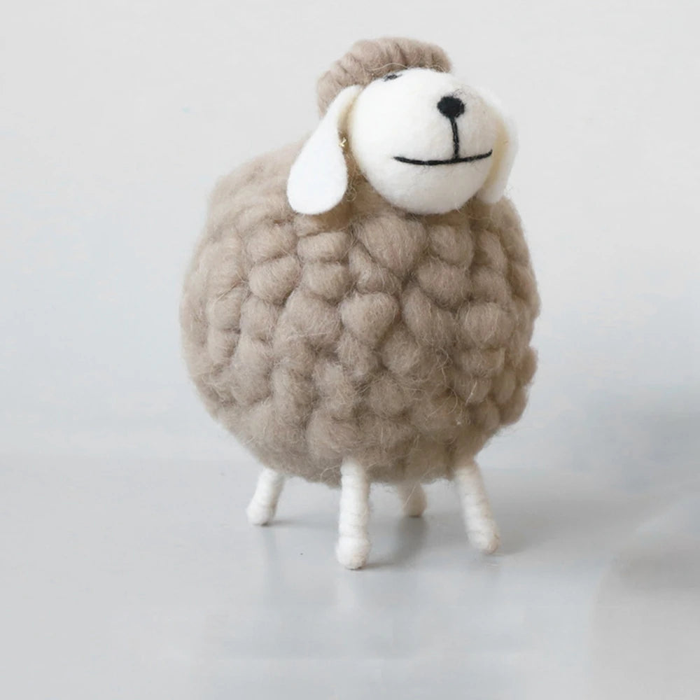 Cartoon Sheep Wool Felt Lamb Mini Table Ornament  For Home Furnishings Desktop Decor Birthday Party Festival Gift