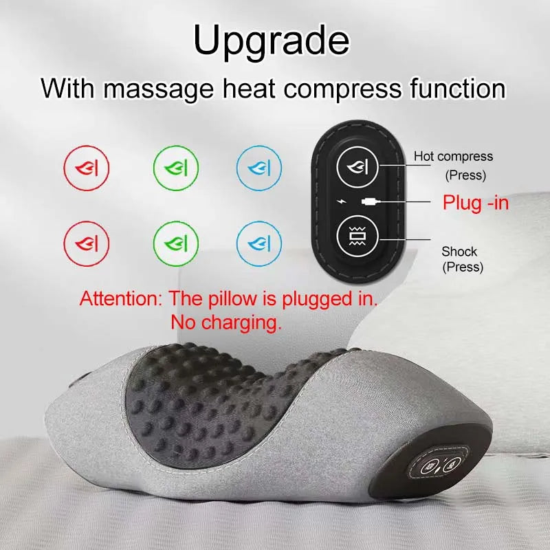 Electric Neck Massager Pillow Vibration Heating Massage Neck Traction Stretcher Support Cervical Spine Pain Relief Sleep Relax