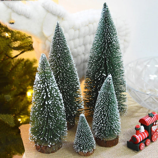 Mini Pine Christmas Tree Artificial Tabletop Decorations Festival Plastic Miniature Trees 2021 New Year Decorations for Xmas