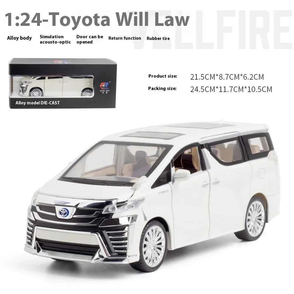 1:24 TOYOTA Vellfire MPV Alloy Car Model Diecasts Metal Toy Model Trendy Ornaments Interior Decorations Kids Toys Gift For Boy