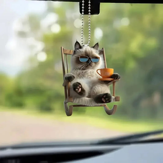 Cute Cat Shaped Acrylic Pendant for Backpack Car Home Decoration Creative Animal Theme Accessory