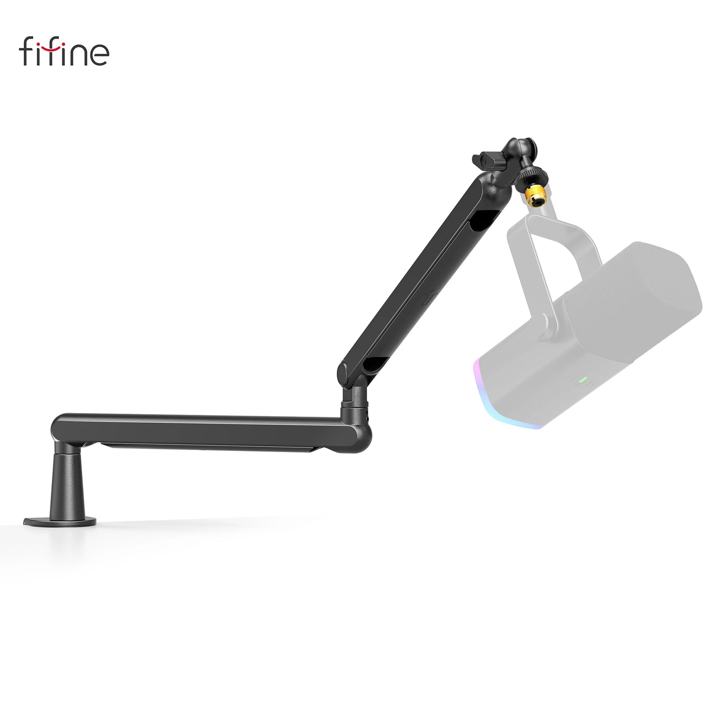 FIFINE Adjustable Low-profile Arm Microphone Stand with Cable Managment/Desk Mount, Suspension Boom for K688 Ampligame AM8-BM88