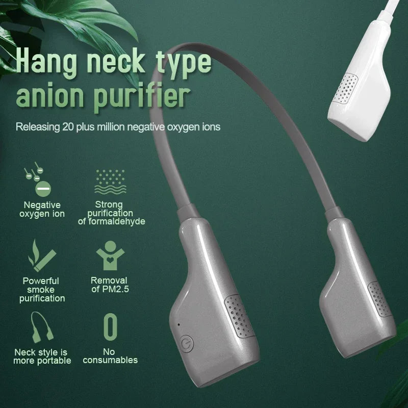 Anion Air Purifier Necklace Wearable Negative Ion Generator Air Ionizer Freshener Oxygen Hanging Neck Portable Car Air Cleaner