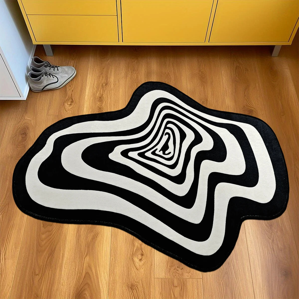 Irregular Carpet Living Room Bedroom Home Decoration Modern Rug Black White Floor Mat Entry Doormat Area Rugs Machine Washable