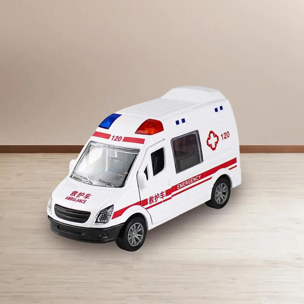 Hospital Rescue Ambulance Die Cast Metal Toy Car Pull Back Alloy Toys Vehicle For Children Boys Toys Can Open the Door