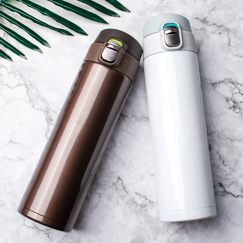 500ML Stainless Steel Bouncing Cover Vacuum Flask Thermos Cup Coffee Tea Milk Thermo Bottle Stainless Steel Coffee Mug Thermos