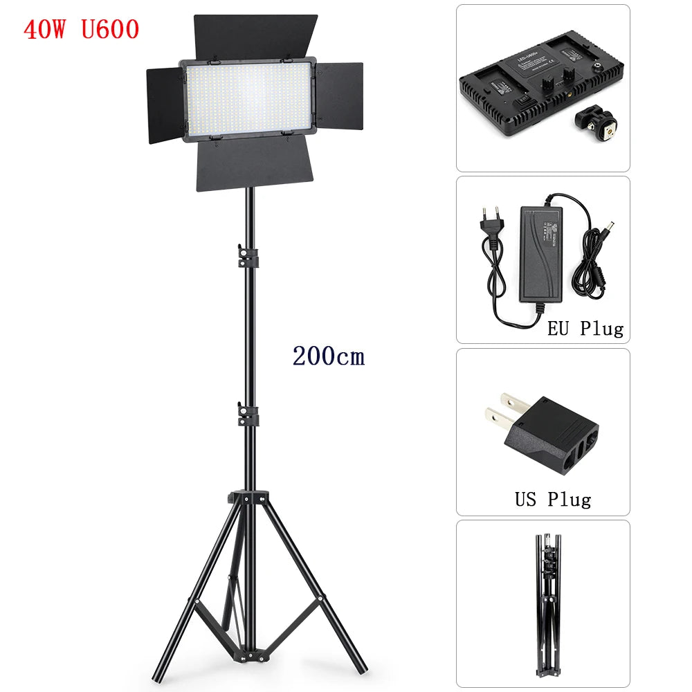 LED Fill Lamp Video Light Panel Bi-color 3200-6500K Photography Lighting Live Stream Tiktok Photo Studio Light With Tripod Stand