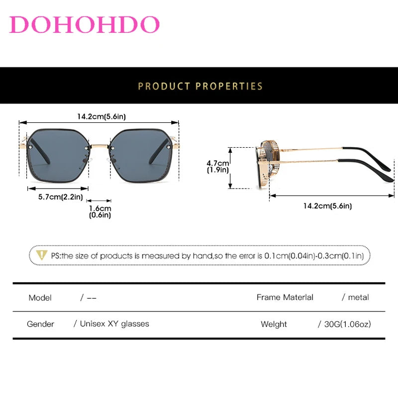 Retro Circular Metal Frame Steampunk Sunglasses Men Women Fashion Brand Design Trend Shades Outdoor Travel Drive Glasses UV400