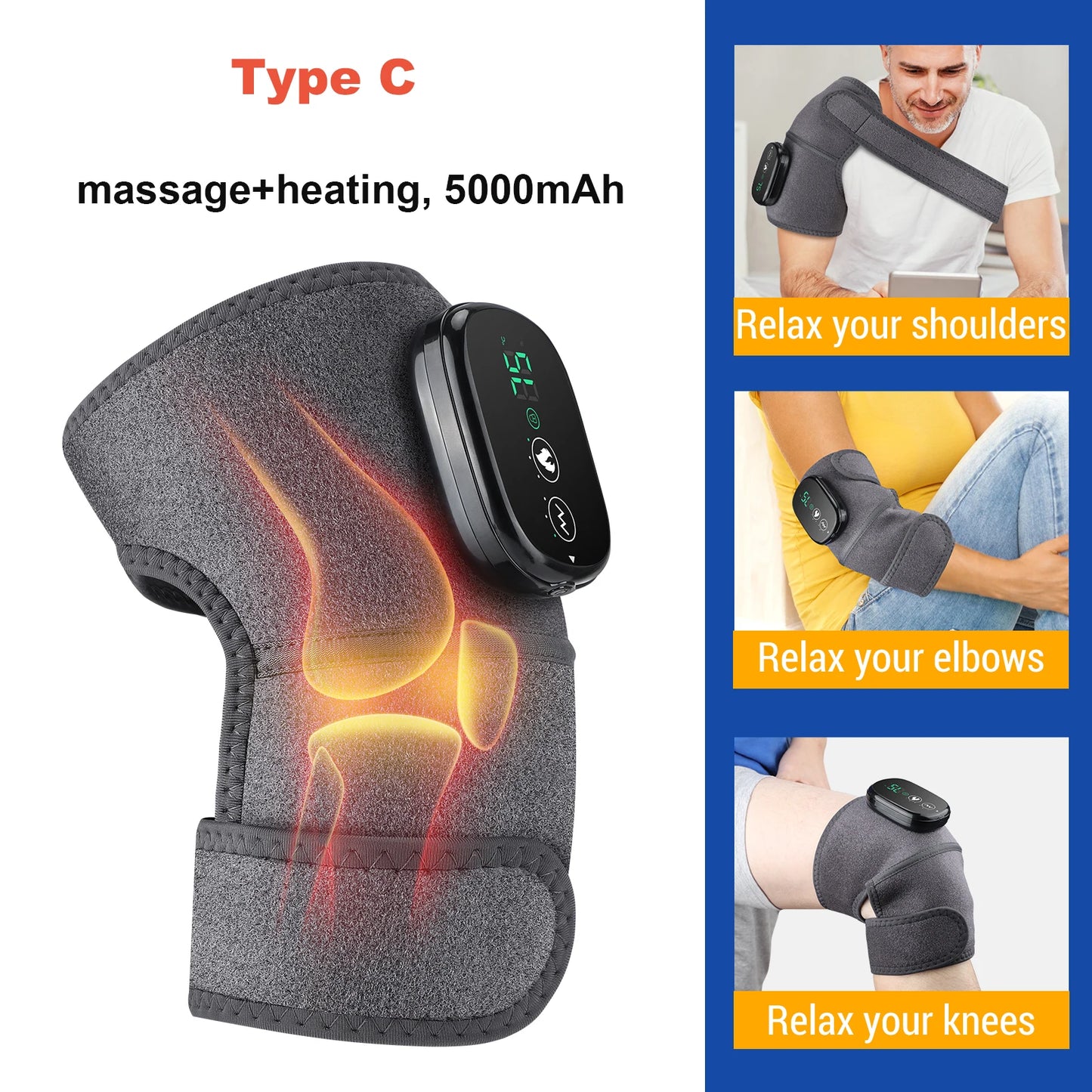 Electric Heating Heated Shoulder Brace Wrap Shoulder Massage Support Belt Strap with Adjustable of Heating