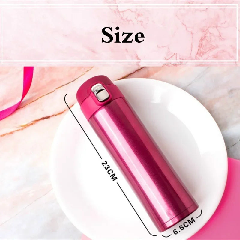 500ML Stainless Steel Bouncing Cover Vacuum Flask Thermos Cup Coffee Tea Milk Thermo Bottle