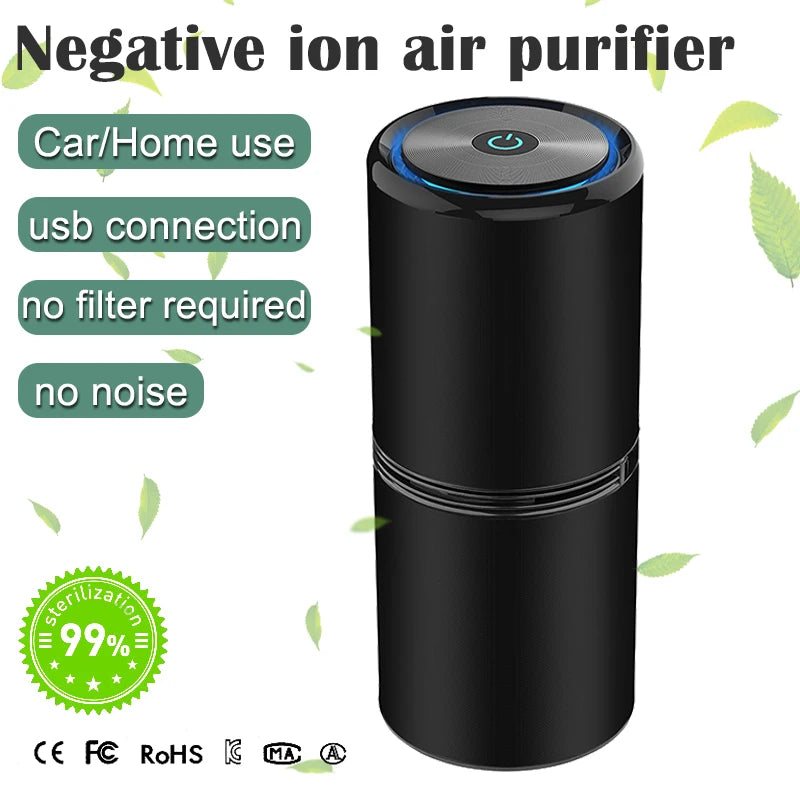 Aluminum alloy car air purifier usb negative ion car air purifier