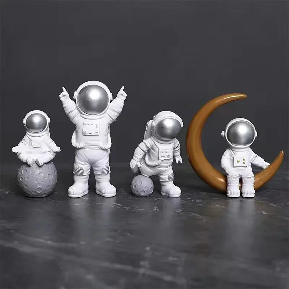 4pcs Resin Astronaut Model Figure Statue Astronaut Sculpture Educational Toy Desktop Home Decoration Model Children's Gifts