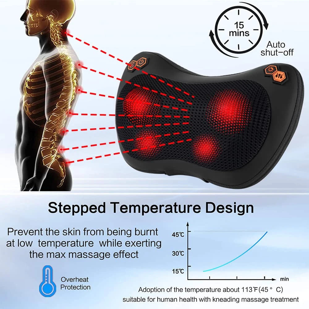 Massage Pillow Neck Massager Heating Car Pillow Shiatsu Vibrating Massager For Neck Relax Muscles Massage