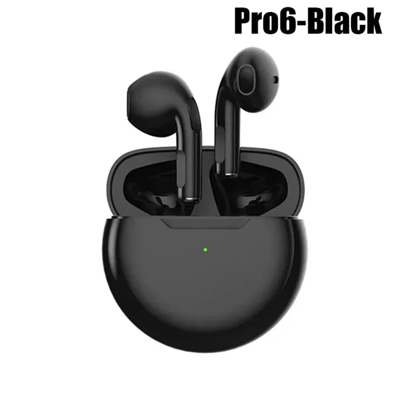 Pro 6 TWS Bluetooth Earphones for iPhone Wireless Bluetooth Headset Noise Cancelling Earbuds with Mic Pro6 Wireless Headphones