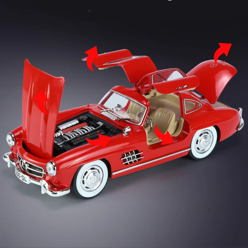 1:24 Benzs 300SL Alloy Car Model Diecasts Metal Toy Classic Vehicles Car Model Simulation Sound Light Collection Childrens Gifts