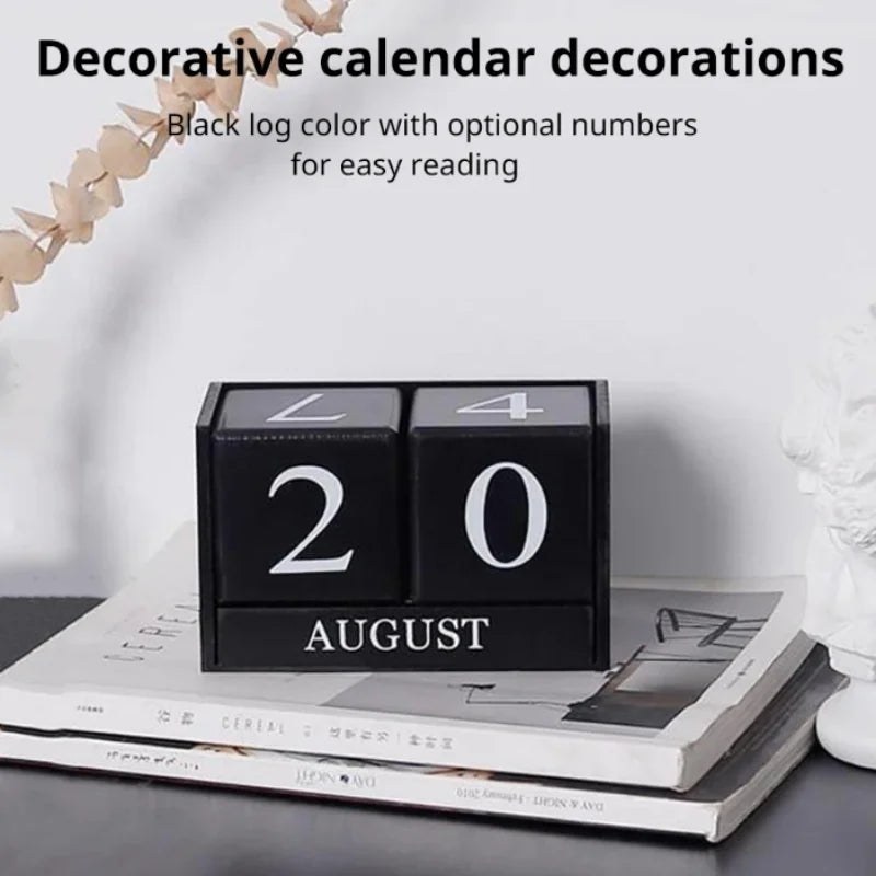 Creative Wooden Perpetual Calendar Eternal Blocks Month Date Ornaments Display Desktop Schedule Daily Planner Home Office Decor