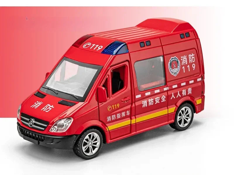 1: 36 Mercedes Benz City Service Vehicle Public Security Fire Special Police Ambulance Alloy Model Sound Light Echo kid's Toy