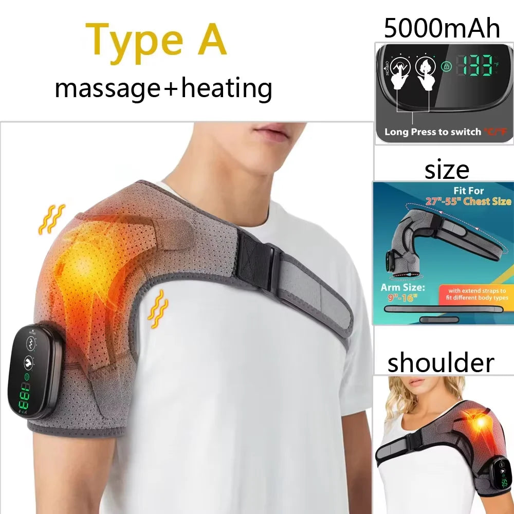 3 in 1 Vibration & Heating Shoulde Massager Blets Warmer Shoulder Hot Compress Massager Pads USB Charge