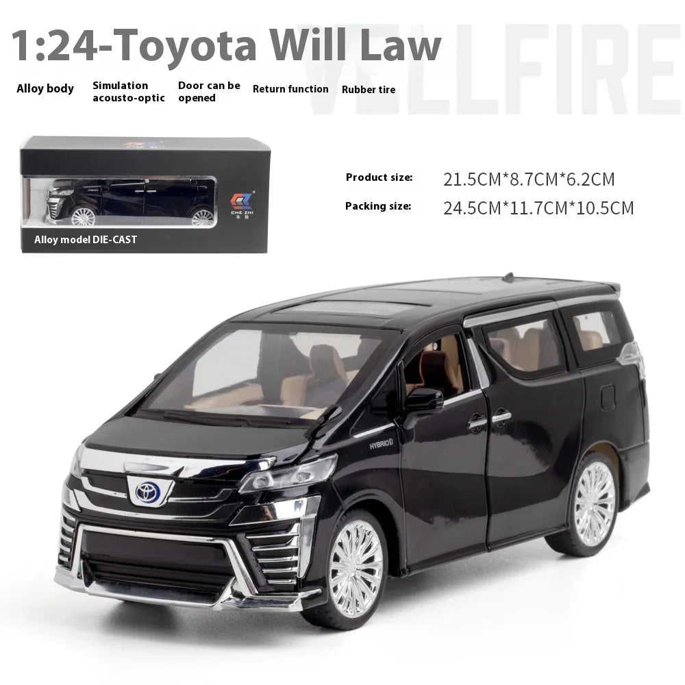 1:24 TOYOTA Vellfire MPV Alloy Car Model Diecasts Metal Toy Model Trendy Ornaments Interior Decorations Kids Toys Gift For Boy