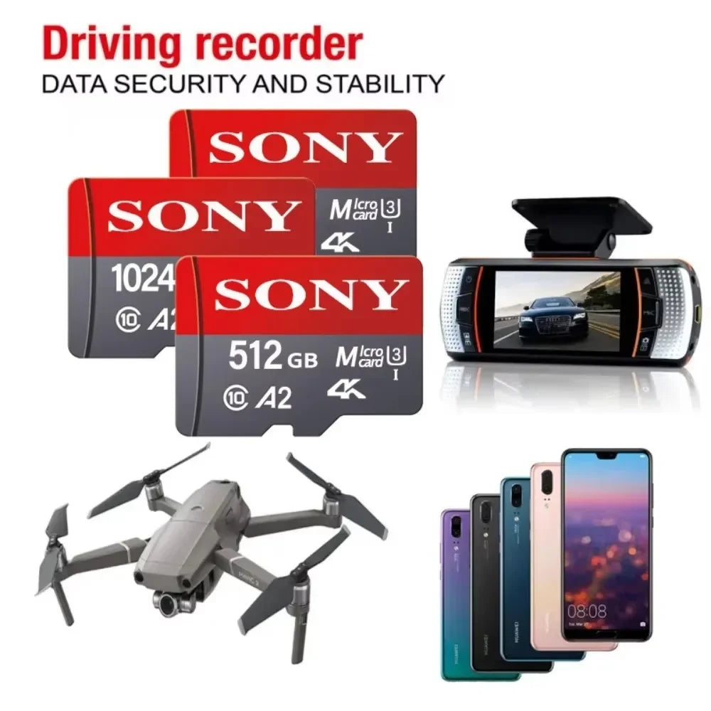 SONY New 2TB SD Card 64GB 128GB 256GB 512GB 1TB Class10 High Speed Micro SD Class TF Card for Drone Equipment Audio PC Ps5 Game