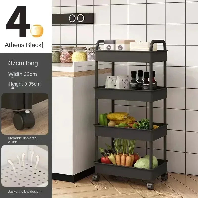 A+Trolley Rack Kitchen Floor Bedroom Multi-Layer Baby Snacks Mobile Bathroom Bathroom Storage Storage Rack