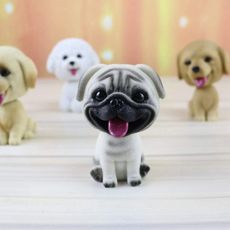 Resin Cute Bobble Head Dog Bobbing Head Puppy Figurine Toy Home Home/Car Dashboard for Car Vehicle Decoration - Pug