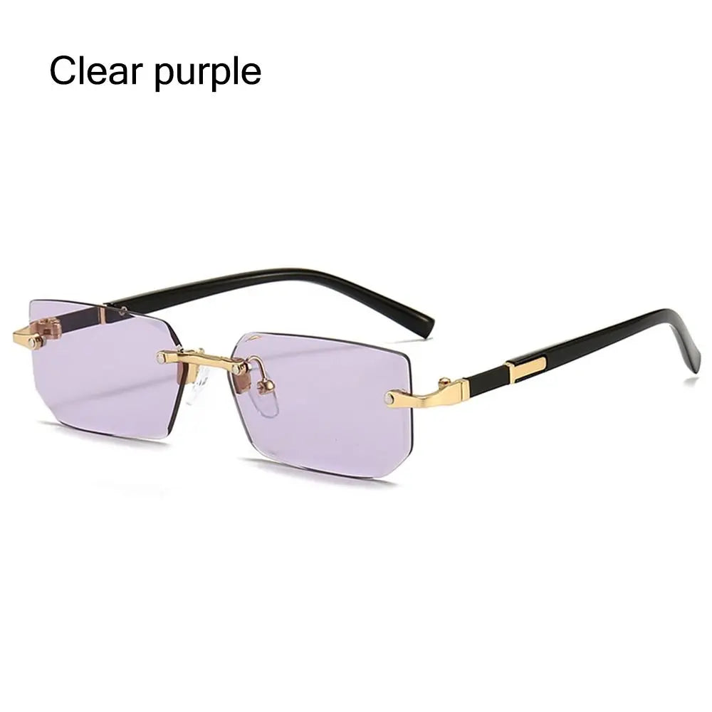 Rimless Sunglasses Rectangle Fashion Popular Women Men Shades Small Square Sun Glasses For Female male Summer Traveling Oculos