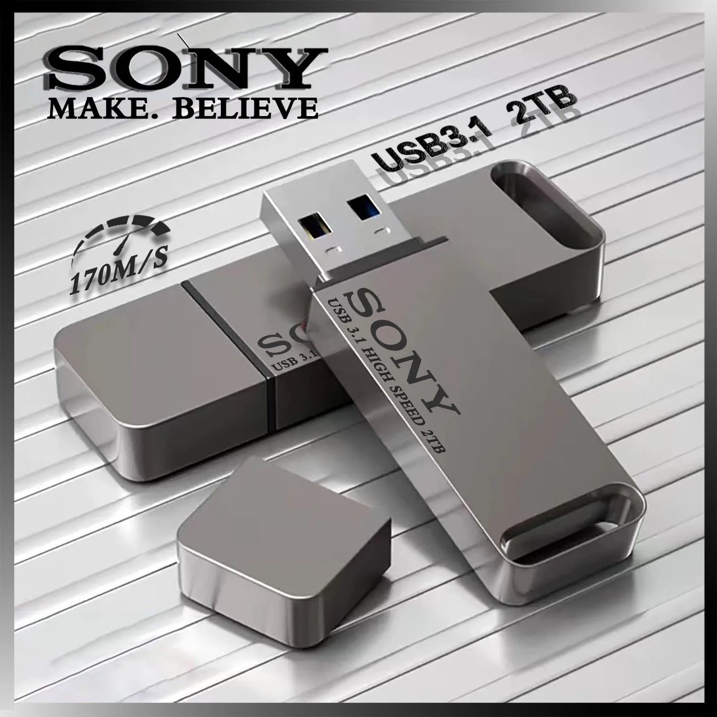 SONY High Speed PenDrive 2TB USB Flash Drive 1TB Metal Pendrive 512GB 256GB Portable Memoria USB Stick For Xiaomi Phone