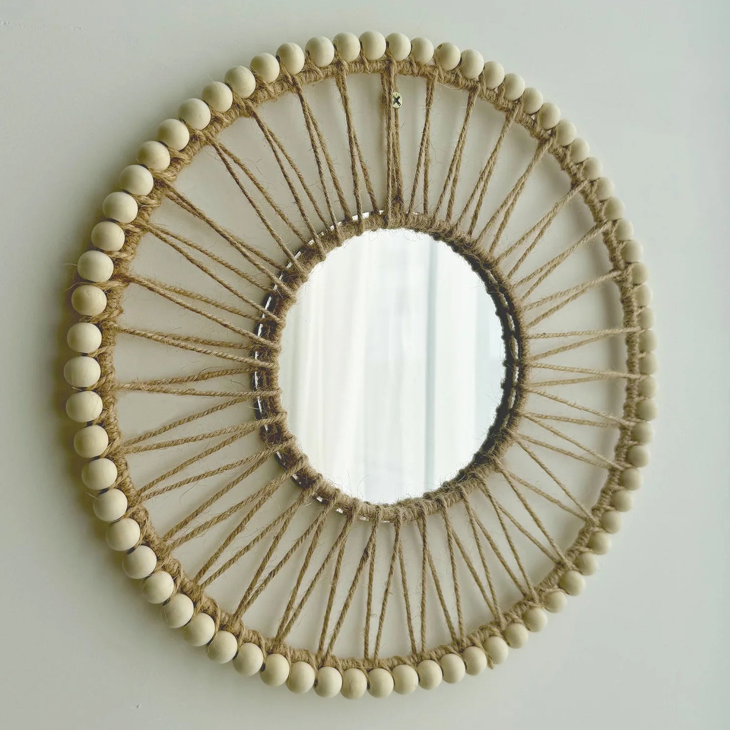 Hand-woven Nordic decorative hanging mirror creative wall sofa porch homestay style background wall hollow out decor mirror