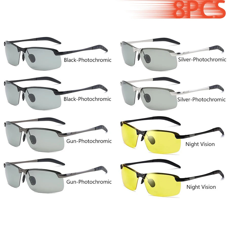 Men Photochromic Polarized Sunglasses Driving Fishing Chameleon Glasses Change Color Sun Glasses Day Night Vision UV400 Eyewear