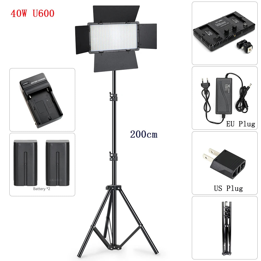 LED Fill Lamp Video Light Panel Bi-color 3200-6500K Photography Lighting Live Stream Tiktok Photo Studio Light With Tripod Stand